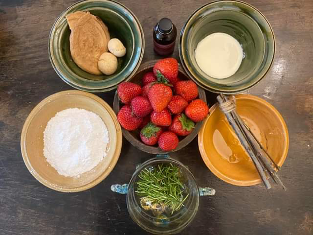 Picture of ingredients for a Dyschefull of Snow using strawberries
