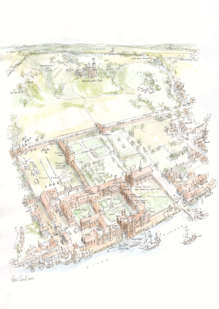 A reconstruction of Greenwich palace, one of the Tudor's Houses of Power