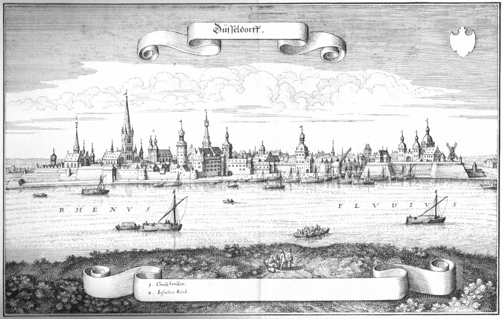 A sketch of sixteenth century Dusseldorf - birthplace of Anne of Cleves.