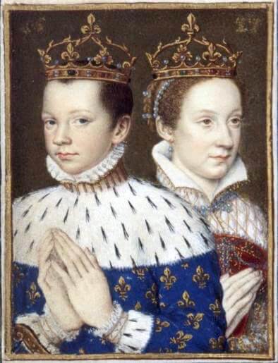 Mary, Queen of Scots and Francis, depicted in Catherine De Medici’s personal Book of Hours c.1558 .