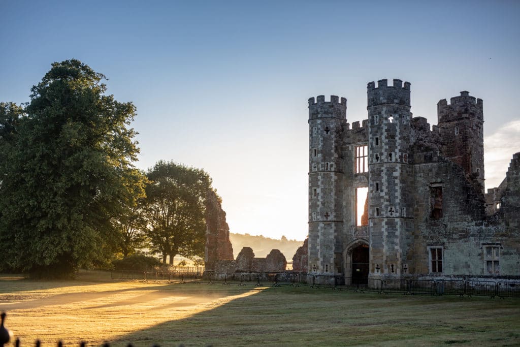 The ruined gatehouse range. Image copyright George Gunn. courtesy of Cowdray Park Estate.