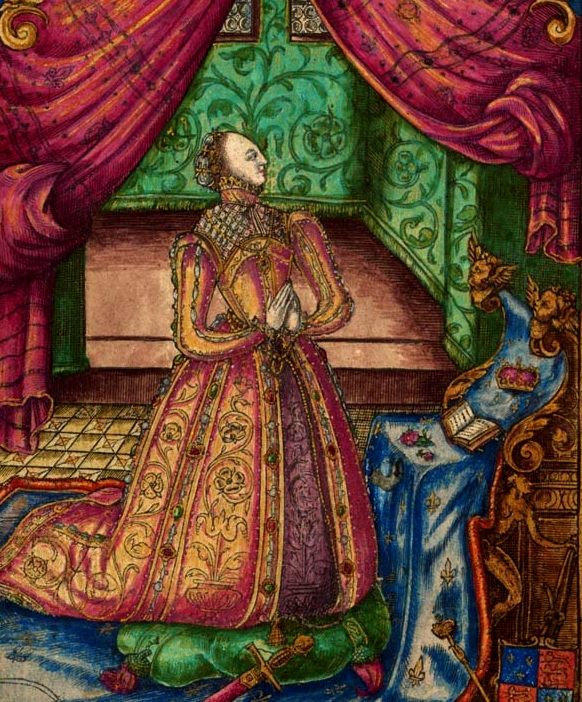 Elizabeth I kneels in prayer