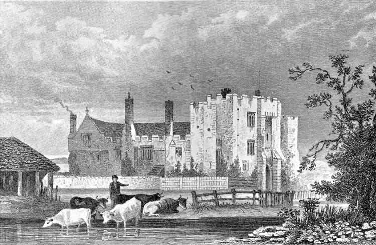 Hever Castle with tenant farmers in the foreground