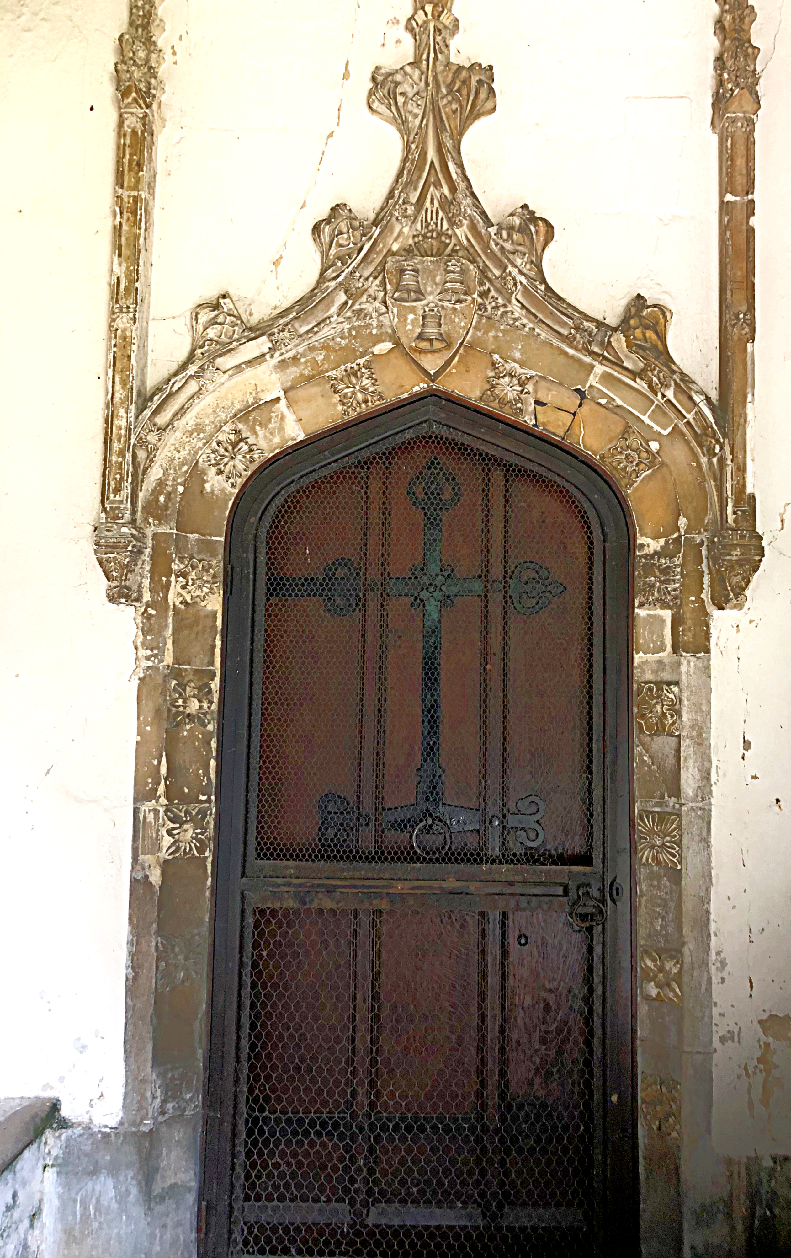 The doorway from the original medieval manor, now in position in the church