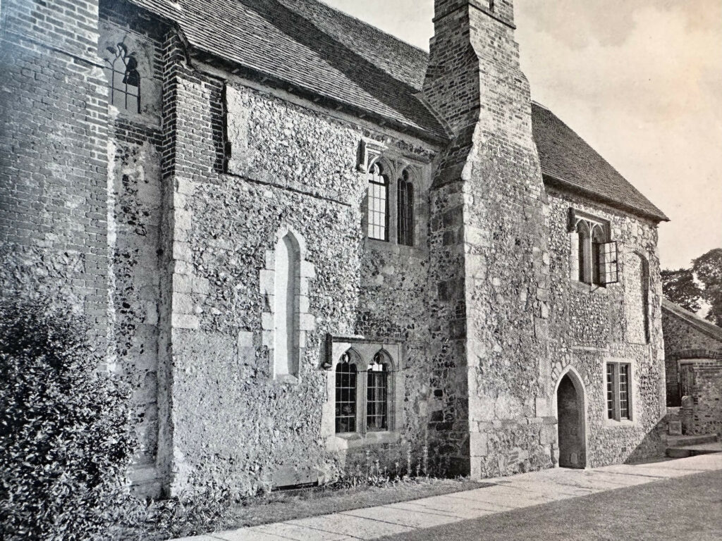 The north range of Swanborough Manor showing the detail of medieval architecture.