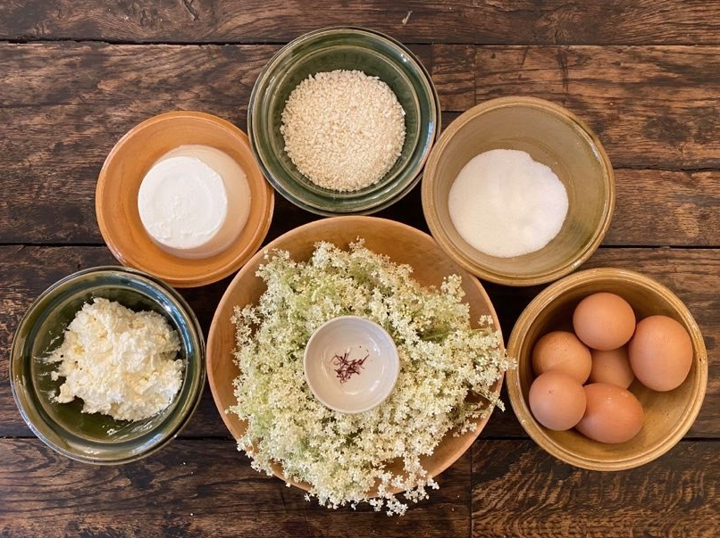 A series of raw ingredients in bowls