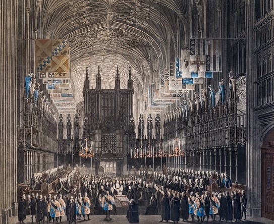The interior of the chancel of St George's Chapel and the funeral of Princess Charlotte of Wales