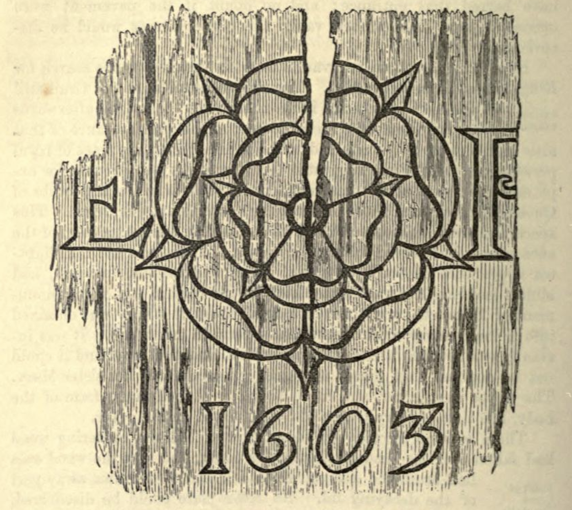 the Death, Funeral and Burial of Elizabeth I: Inscription on Elizabeth's coffin lid shows a Tudor, her initials and the date, 1603