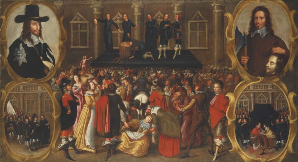 The Execution of Charles I outside Banqueting House in London.