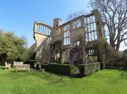Part of the ruined east range at Sudeley Castle.