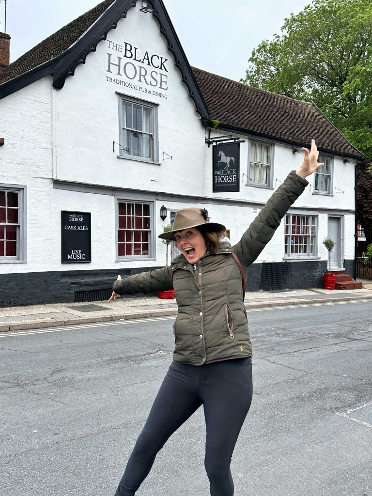 Sarah Morris outside The Black Horse Pub, Ipswich.