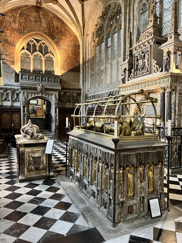 The Beauchamp Chapel looking across Richard Beauchamp's tomb to the Dudley Memorial beyond.